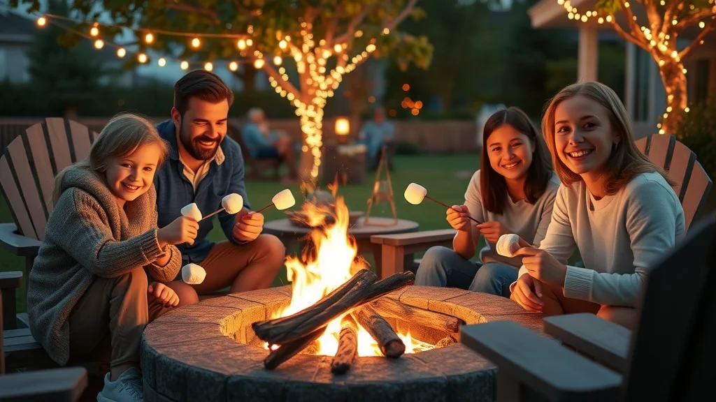 Cozy family s’mores night by the firepit at Branson Missouri resort