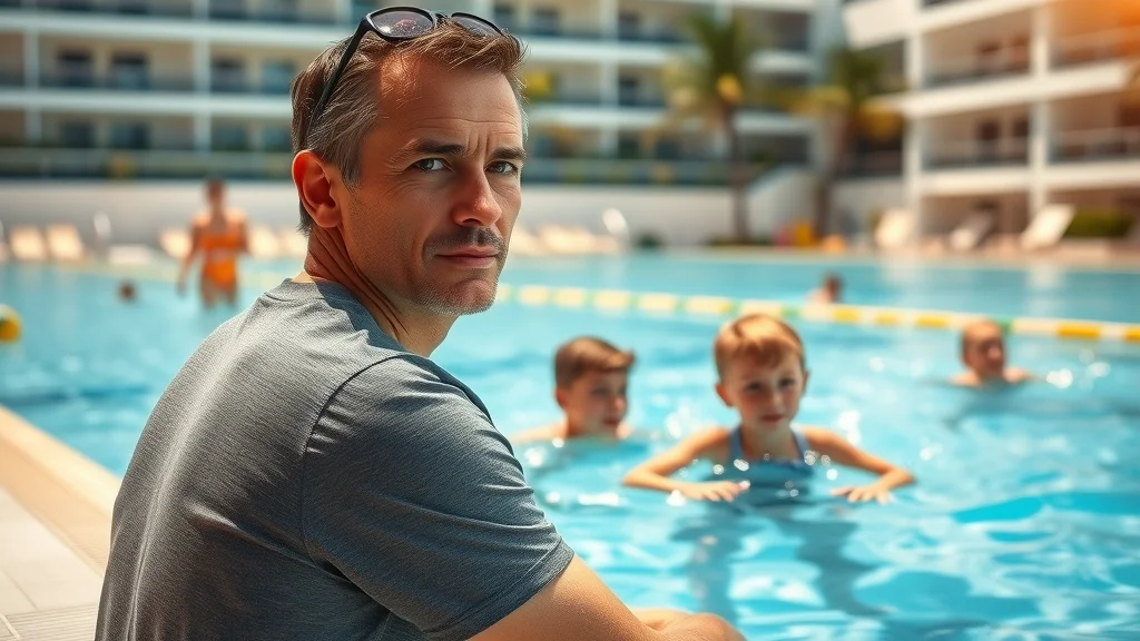 vigilant parent watching children in the Bavarian Village pool resort pool safety tips for families