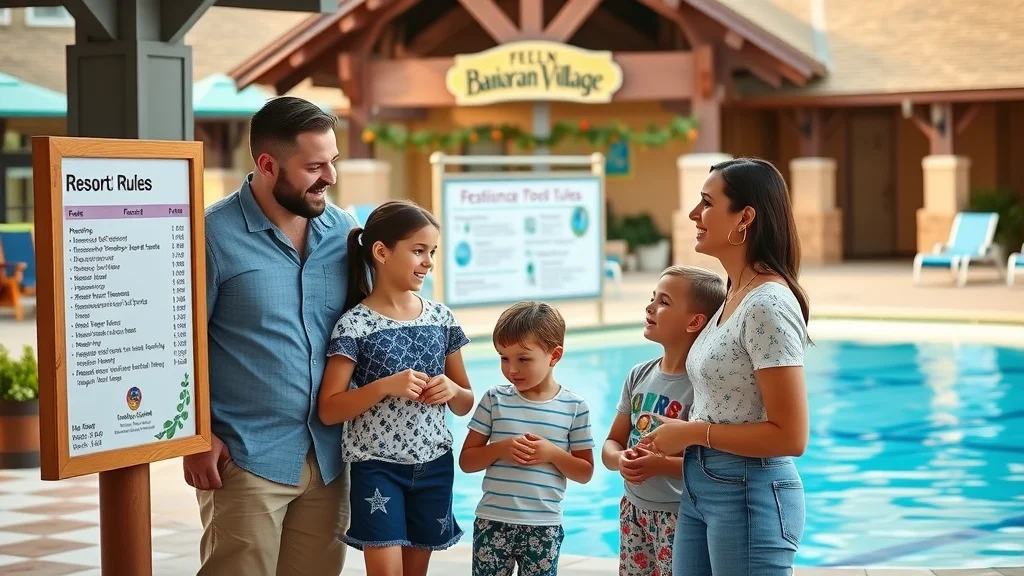 family reviewing resort pool rules together at Bavarian Village, Branson, resort pool safety tips for families